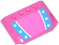 LEGO part Wedge 4 x 6 x 2/3 Triple Curved with Blue Stripes with Stars Pattern (Sticker) - Set 70804 52031pb068
