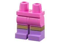LEGO part Hips and Legs with Molded Medium Lavender Lower Legs / Boots and Printed Gold Knee Straps with Black Stripes Pattern 970c00pb1620