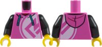 LEGO part Torso Hoodie with Medium Azure Drawstrings, and White Circle with Dark Pink Symbol Pattern / Black Arms / Yellow Hands 973pb5279c01
