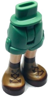 LEGO onderdeel Mini Doll Hips and Shorts with Molded Light Nougat Legs and Printed Nougat and Reddish Brown Boots with Laces Pattern - Thin Hinge 1826cc00pb003