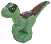 LEGO onderdeel Dinosaur Baby Standing with Dark Green Back, Dark Red Stripes, and Yellow Eyes Pattern 37829pb09