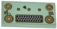 LEGO part Tile 2 x 4 with Grille, Gold Fans, Bolts and Fly Pattern (Sticker) - Set 70502 87079pb0153