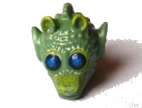 LEGO part Minifigure, Head, Modified SW Rodian with Dark Blue Eyes and Lime Markings Pattern (Wald) x903pb02