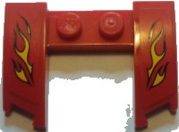 LEGO part Cuneo 3 x 4 x 2/3 Curvo con Ritaglio con Fiamme Gialle su Sfondo Rosso (Adesivi) - Set 60027 11291pb04