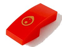 LEGO part Slope, Curved 2 x 1 x 2/3 with Gold Eye Pattern 11477pb105