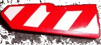 LEGO part Technic, Panel Fairing #22 Very Small Smooth, Side A with Red and White Danger Stripes Pattern (Sticker) - Set 42075 11947pb074