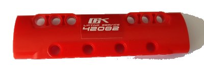 LEGO part Technic, Panel Curved 11 x 3 with 10 Pin Holes through Panel Surface with White 'OK LIFTING SERVICE' and '42082' Pattern (Sticker) - Set 42082 (11954pb006)