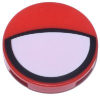 LEGO part Tile, Round 2 x 2 with Bottom Stud Holder with Large White Partially Closed Eye with Black Border Pattern 14769pb742