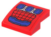 LEGO part Slope, Curved 2 x 2 x 2/3 with Blue and Silver Spider-Man Mech Hand Armor with Web Pattern (Sticker) - Set 76146 15068pb284