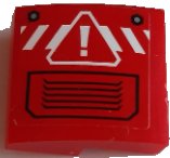 LEGO onderdeel Schuin, Gebogen 2 x 2 x 2/3 with Danger Sign on White Danger Stripes and Black Vent on Red Background Pattern (Sticker) - Set 60185 15068pb336