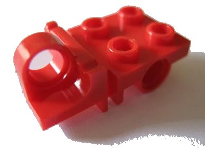 LEGO part Plate, Modified 2 x 2 with Pin Hole on Side and Axle Hole on Bottom (15108)