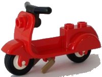 LEGO onderdeel Scooter with Dark Tan Stand, Black Handlebars, and White Wheels 15396c02