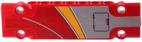 LEGO onderdeel Technic, Paneel Plaat 3 x 11 x 1 met Bright Light Orange, Rood en Wit Gebogen Strepen en Light Bluish Gray Schaakbord met Zwart Omtrek Patroon Model Linkerkant (Sticker) - Set 42098 15458pb055L
