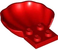 Coquille Palourde/Pétoncle avec 4 Tenons en rouge, numéro de pièce LEGO 18970