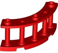 Clôture 4 x 4 x 2 Quart Rond Évidée avec 3 Tenons en rouge, numéro de pièce LEGO 21229