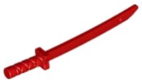 Minifigurine, Arme Épée, Shamshir/Katana (Garde Carrée) avec Pommeau Capuchonné et Trous dans la Garde Croisée et la Lame en rouge, numéro de pièce LEGO 21459