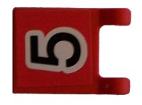 LEGO part Flag 2 x 2 Square with Black Number 5 on Red Background Pattern (Sticker) - Sets 3420 / 3425 2335pb042