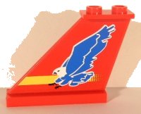 LEGO onderdeel Staart 4 x 1 x 3 met Blauwe Adelaar en Gele Streeppatroon aan Beide Zijden (Stickers) - Sets 8429 / 8812 2340pb022