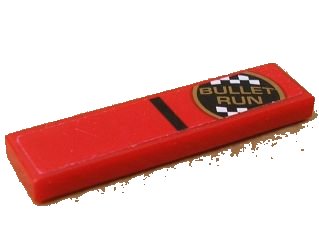 LEGO part Tile 1 x 4 with 'BULLET RUN' Logo Pattern (Sticker) - Set 8147 (2431pb0112)