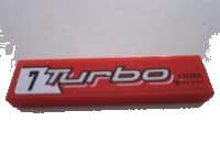 LEGO part Tile 1 x 4 with '7 Turbo'  and 'KYOTO POWER' on Red Background Pattern Model Left Side (Sticker) - Set 8495 2431pb0202L