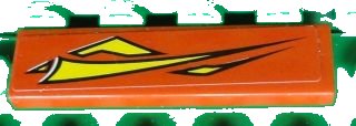 LEGO part Tile 1 x 4 with Yellow Graphics on Red Background Pattern Model Left Side (Sticker) - Set 8681 (2431pb0233L)