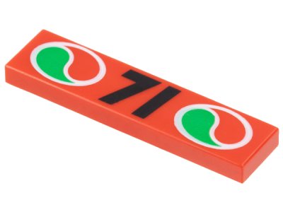 LEGO part Tile 1 x 4 with Octan Logos and Black '71' Pattern (2431px13)