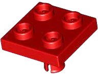 Piastra, Modificata 2 x 2 con Perno su Base in rosso, numero pezzo LEGO 2476
