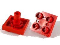 LEGO part Piastra, Modificata 2 x 2 con Perno su Base, Piccoli Fori e Dita di Bloccaggio su Base 2476b
