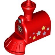 LEGO part Duplo, Train Steam Engine Front with Cow Catcher with White Headlight and Stars Pattern (28592pb04)