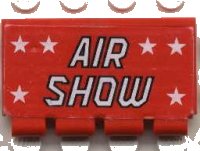 LEGO part Hinge Train Gate 2 x 4 with White Stars and 'AIR SHOW' Pattern (Sticker) - Set 6345 2873pb02