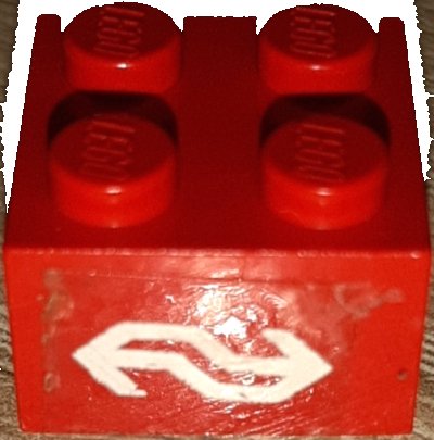 LEGO onderdeel Steen 2 x 2 met Nederlands NS Logo Patroon (Sticker) - Set 7725 (3003pb156)