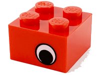 LEGO part Brick 2 x 2 with Black Eye Offset with White Pattern on Opposite Sides 3003pe2