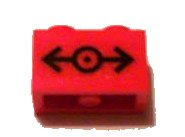 LEGO part Brick 1 x 2 with Train Logo Black Medium Pattern (Sticker) - Set 7938 3004pb101