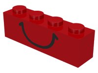 LEGO part Brick 1 x 4 with Smile Pattern 3010p01