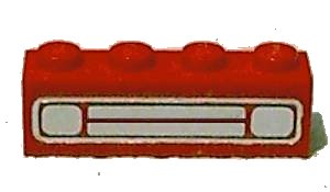 LEGO part Brick 1 x 4 with Car Grille Chrome Pattern (Surface Print) (3010pb035s)