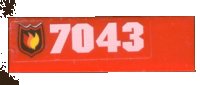 LEGO part Brick 1 x 4 with Fire Logo Badge and '7043' Pattern Left (Sticker) - Set 7043 3010pb070l