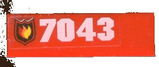 LEGO onderdeel Brick 1 x 4 with Fire Logo Badge and '7043' Pattern Left (Sticker) - Set 7043 (3010pb070l)