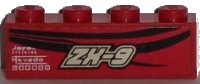 LEGO part Brique 1 x 4 with Silver 'ZX-9' and Black Pinstripes Pattern Model Right Side (Sticker) - Set 8150 3010pb176r