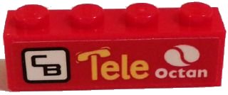 LEGO part Brick 1 x 4 with Octan Logo, 'Tele', and 'CB' Pattern Model Right Side (Sticker) - Set 60084 (3010pb184R)