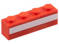 LEGO part Brick 1 x 4 with White Stripe Pattern 3010pb365