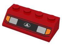 LEGO part Slope 45 2 x 4 with Silver Headlights, Orange Signal Lights, and Black Lines Pattern 3037px1U