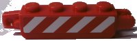 LEGO part Charnière Brique 1 x 4 Verrouillage, 9 Dents avec Motif Rayures Danger Rouge et Blanc sur Les Deux Côtés (Autocollants) - Set 60181 30387pb016