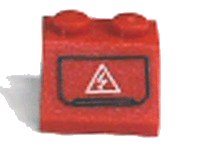 LEGO part Schräge 45° 2 x 2 avec Signe de Danger Électrique Blanc avec Contour Noir dans un Motif (Autocollant) - Set 7701 3039pb061