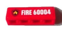 LEGO part Panel 1 x 4 x 1 with Flame on Black Shield Fire Logo Badge, White 'FIRE 60004' Pattern Model Left Side (Sticker) - Set 60004 30413pb033L