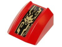 LEGO part Slope, Curved 2 x 2 Lip with Gold Kai Symbol and Mechanical Lines Pattern (Sticker) - Set 70736 30602pb078