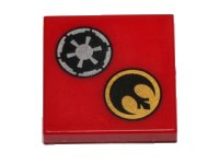 LEGO part Carreau 2 x 2 avec motif logo Empire SW noir et argent, symbole Alliance Rebelle SW sur cercle doré 3068pb0474