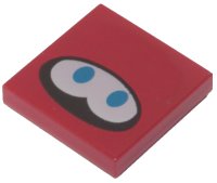 LEGO part Tile 2 x 2 with White Eyes with Blue Pupils on Black Oval Pattern (Super Mario Huckit Crab Face) 3068pb1496