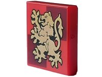 LEGO part Tile 2 x 2 with Gold Gryffindor Crest on Dark Red Squares Pattern 3068pb2359
