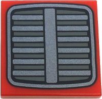 LEGO part Tile 2 x 2 with Dark Silver and Dark Bluish Gray Tractor Grille Pattern 3068pb2583