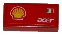 LEGO part Baldosa 1 x 2 with Shell Logo, Italian Flag and 'acer' Pattern Model Left Side (Sticker) - Set 8123 3069pb0193L